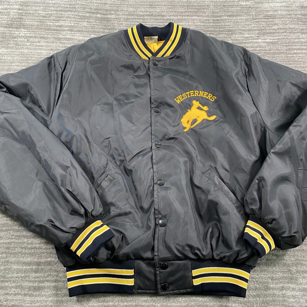 Vintage Howe Jacket Mens XL Black Lubbock Westerners Varsity 80s 90s